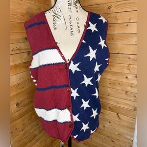 Express Stars & Stripes Knit Vest - Red White Blue